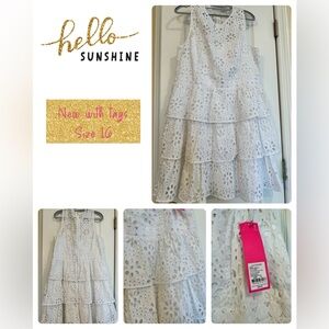 NWT Lilly Pulitzer Judelyn Eyelet Ruffle Dress Resort White Funflower Eyelet